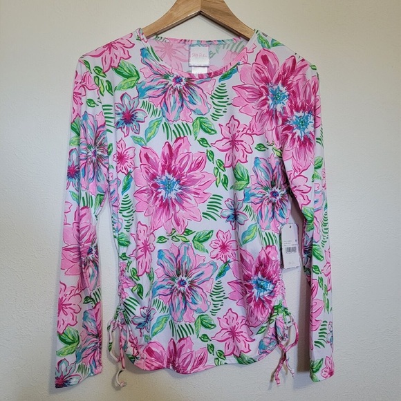 Stella Parker Long Sleeve Rash guard UPF 30 Floral Pull Over Swim Shirt Size XL - Picture 8 of 14